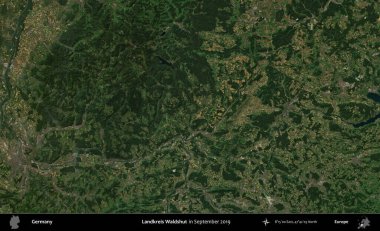 Landkreis Waldshut. Eylül 2019 'da çekilen Kopernik Sentinel karolarından oluşan bir uydu görüntüsü üzerine Almanya' nın idari bölgesi