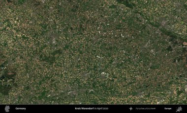 Kreis Cüce. Nisan 2020 'de çekilen Kopernik Sentinel karolarından oluşan bir uydu görüntüsü üzerine Almanya' nın idari bölgesi