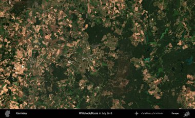 Wittstock/Dosse. Temmuz 2018 'de çekilen Kopernik Sentinel karolarından oluşan bir uydu görüntüsü üzerine Almanya' nın idari bölgesi