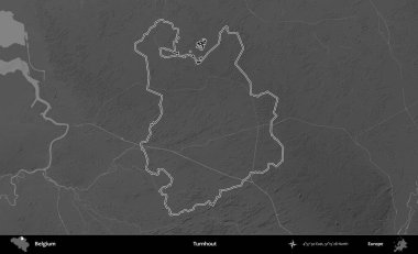 Katılım. Belçika 'nın idari alanı bir gri ölçekli yükseklik haritasında belirtilmiştir