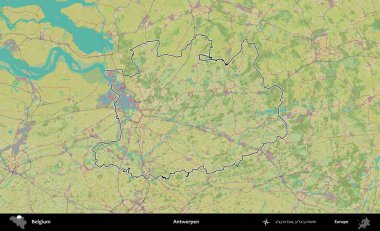 Antwerpen. Belçika 'nın idari alanı Topografik İnsani Stil Haritası' nda özetlenmiştir