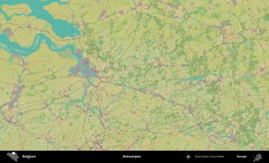 Antwerpen. Topografik İnsani Stil Haritasında Belçika 'nın idari alanı