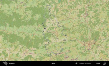 Arlon. Belçika 'nın idari alanı Topografik İnsani Stil Haritası' nda özetlenmiştir