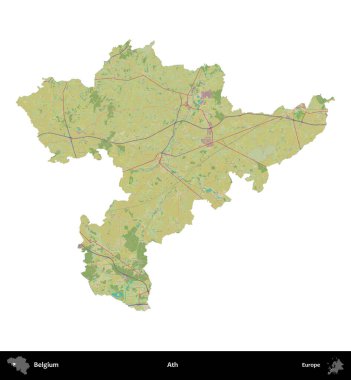 Bir. Belçika 'nın idari bölgesi Topografik İnsani Stil Haritası' nda beyaza izole edildi