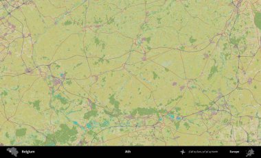 Bir. Topografik İnsani Stil Haritasında Belçika 'nın idari alanı