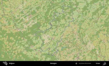 Bastogne. Belçika 'nın idari alanı Topografik İnsani Stil Haritası' nda özetlenmiştir