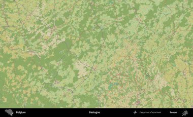 Bastogne. Topografik İnsani Stil Haritasında Belçika 'nın idari alanı