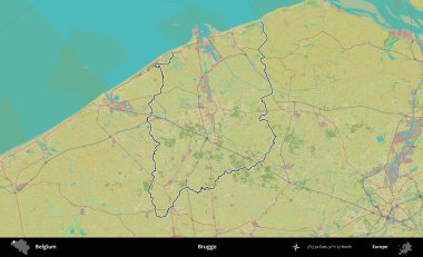Brugge. Belçika 'nın idari alanı Topografik İnsani Stil Haritası' nda özetlenmiştir