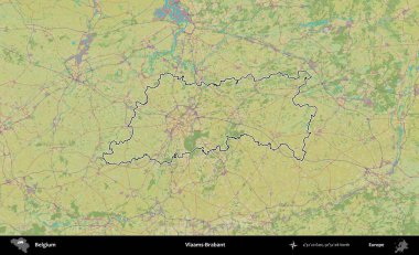 Vlaams-Brabant. Belçika 'nın idari alanı Topografik İnsani Stil Haritası' nda özetlenmiştir