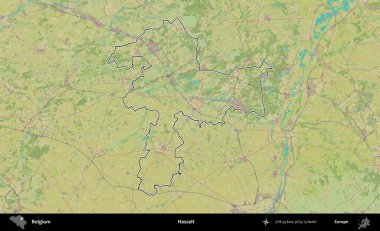 Hasselt. Belçika 'nın idari alanı Topografik İnsani Stil Haritası' nda özetlenmiştir