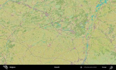 Hasselt. Topografik İnsani Stil Haritasında Belçika 'nın idari alanı