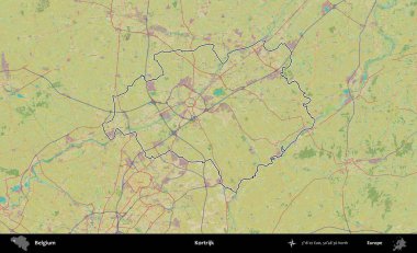 Kortrijk. Belçika 'nın idari alanı Topografik İnsani Stil Haritası' nda özetlenmiştir