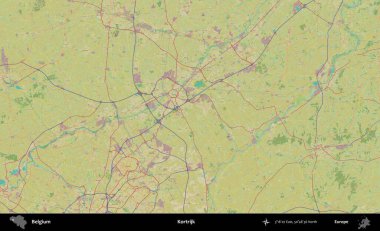 Kortrijk. Topografik İnsani Stil Haritasında Belçika 'nın idari alanı