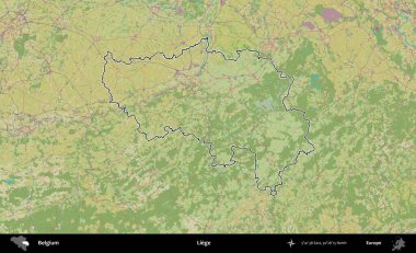 Liege. Belçika 'nın idari alanı Topografik İnsani Stil Haritası' nda özetlenmiştir