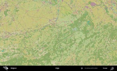 Liege. Topografik İnsani Stil Haritasında Belçika 'nın idari alanı