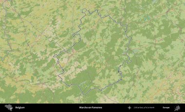 Marche-en-Famenne. Belçika 'nın idari alanı Topografik İnsani Stil Haritası' nda özetlenmiştir
