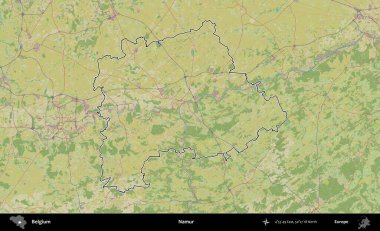 Namur. Belçika 'nın idari alanı Topografik İnsani Stil Haritası' nda özetlenmiştir