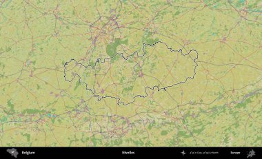 Nivelles. Belçika 'nın idari alanı Topografik İnsani Stil Haritası' nda özetlenmiştir
