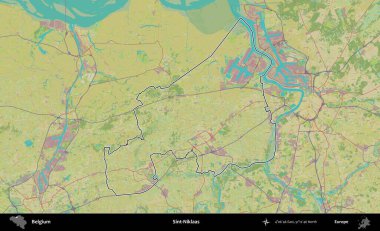 Sint-Niklaas. Belçika 'nın idari alanı Topografik İnsani Stil Haritası' nda özetlenmiştir