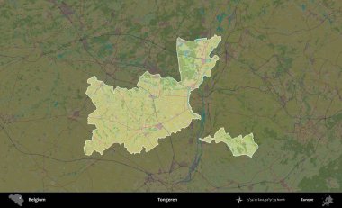Tongeren. Belçika 'nın idari alanı koyu renkli bir Topografik İnsani Stil haritasına vurgulandı ve özetlendi