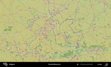 Tournai-Mouscron. Belçika 'nın idari alanı Topografik İnsani Stil Haritası' nda özetlenmiştir
