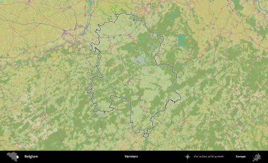Vervierler. Belçika 'nın idari alanı Topografik İnsani Stil Haritası' nda özetlenmiştir