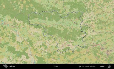 Virton. Belçika 'nın idari alanı Topografik İnsani Stil Haritası' nda özetlenmiştir