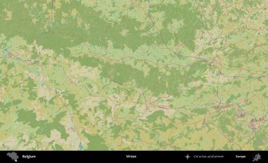 Virton. Topografik İnsani Stil Haritasında Belçika 'nın idari alanı