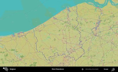 Batı-Vlaanderen. Belçika 'nın idari alanı Topografik İnsani Stil Haritası' nda özetlenmiştir