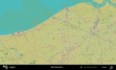 Batı-Vlaanderen. Topografik İnsani Stil Haritasında Belçika 'nın idari alanı