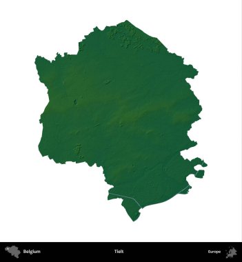 Bağlı. Belçika 'nın idari bölgesi renkli bir yükseklik haritasında beyaz üzerine izole edilmiş