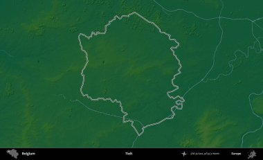 Bağlı. Belçika 'nın idari alanı renkli bir yükseklik haritasında özetlenmiştir
