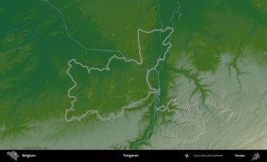 Tongeren. Belçika 'nın idari alanı renkli bir yükseklik haritasında özetlenmiştir
