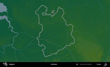 Katılım. Belçika 'nın idari alanı renkli bir yükseklik haritasında özetlenmiştir
