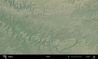 Virton. Belçika 'nın idari alanı renkli bir yükseklik haritasında özetlenmiştir
