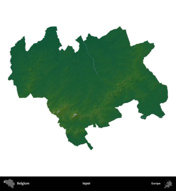 Cüzzamlı. Belçika 'nın idari bölgesi renkli bir yükseklik haritasında beyaz üzerine izole edilmiş
