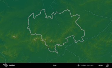 Cüzzamlı. Belçika 'nın idari alanı renkli bir yükseklik haritasında özetlenmiştir