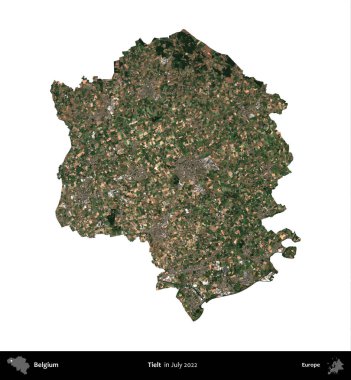 Bağlı. Belçika 'nın idari bölgesi, Temmuz 2022' de çekilen Kopernik Sentinel karolarından oluşan bir uydu görüntüsü ile beyaza izole edildi.