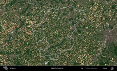 Aalst. Belçika 'nın idari alanı, Mayıs 2018' de çekilen Kopernik Nöbetçi karolarından oluşan bir uydu görüntüsüyle özetlendi.