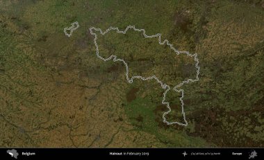 Hainaut. Belçika 'nın idari alanı, Şubat 2019' da çekilen Kopernik Nöbetçi karolarından oluşan bir uydu görüntüsüyle özetlenmiştir.