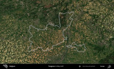 Tongeren. Belçika 'nın idari alanı, Mayıs 2018' de çekilen Kopernik Nöbetçi karolarından oluşan bir uydu görüntüsüyle özetlendi.