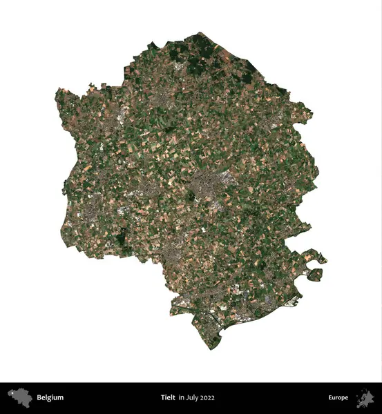 Bağlı. Belçika 'nın idari bölgesi, Temmuz 2022' de çekilen Kopernik Sentinel karolarından oluşan bir uydu görüntüsü ile beyaza izole edildi.