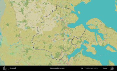 Aabenraa Kommune. Danimarka 'nın idari alanı Topografik İnsani Stil Haritasında özetlenmiştir