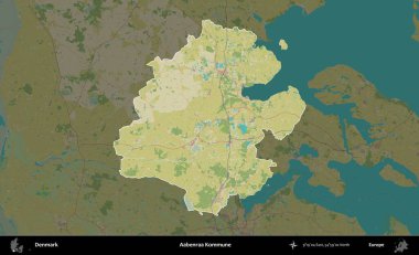 Aabenraa Kommune. Danimarka 'nın idari alanı koyu bir Topografik İnsani Biçim haritasına vurgulandı ve özetlendi
