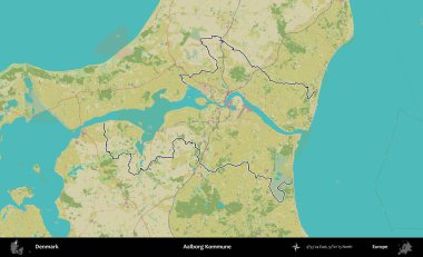 Aalborg Kommune. Danimarka 'nın idari alanı Topografik İnsani Stil Haritasında özetlenmiştir
