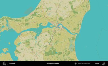 Aalborg Kommune. Topografik İnsani Biçim Haritasında Danimarka 'nın idari alanı