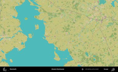 Assens Kommune. Topografik İnsani Biçim Haritasında Danimarka 'nın idari alanı