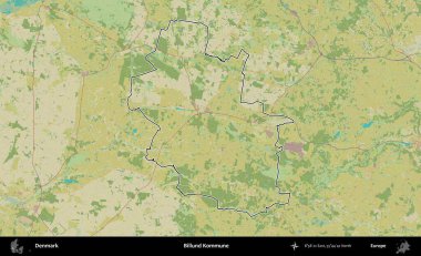 Billund Kommune. Danimarka 'nın idari alanı Topografik İnsani Stil Haritasında özetlenmiştir