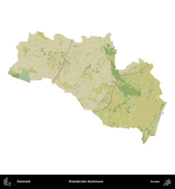 Bronderslev Kommune. Danimarka 'nın idari bölgesi Topografik İnsani Biçim haritasında beyaza izole edildi