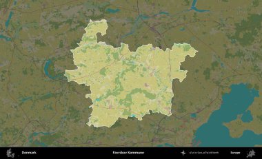 Favrskov Kommune. Danimarka 'nın idari alanı koyu bir Topografik İnsani Biçim haritasına vurgulandı ve özetlendi